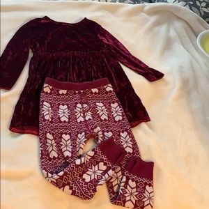 Tunic dress and leggings.